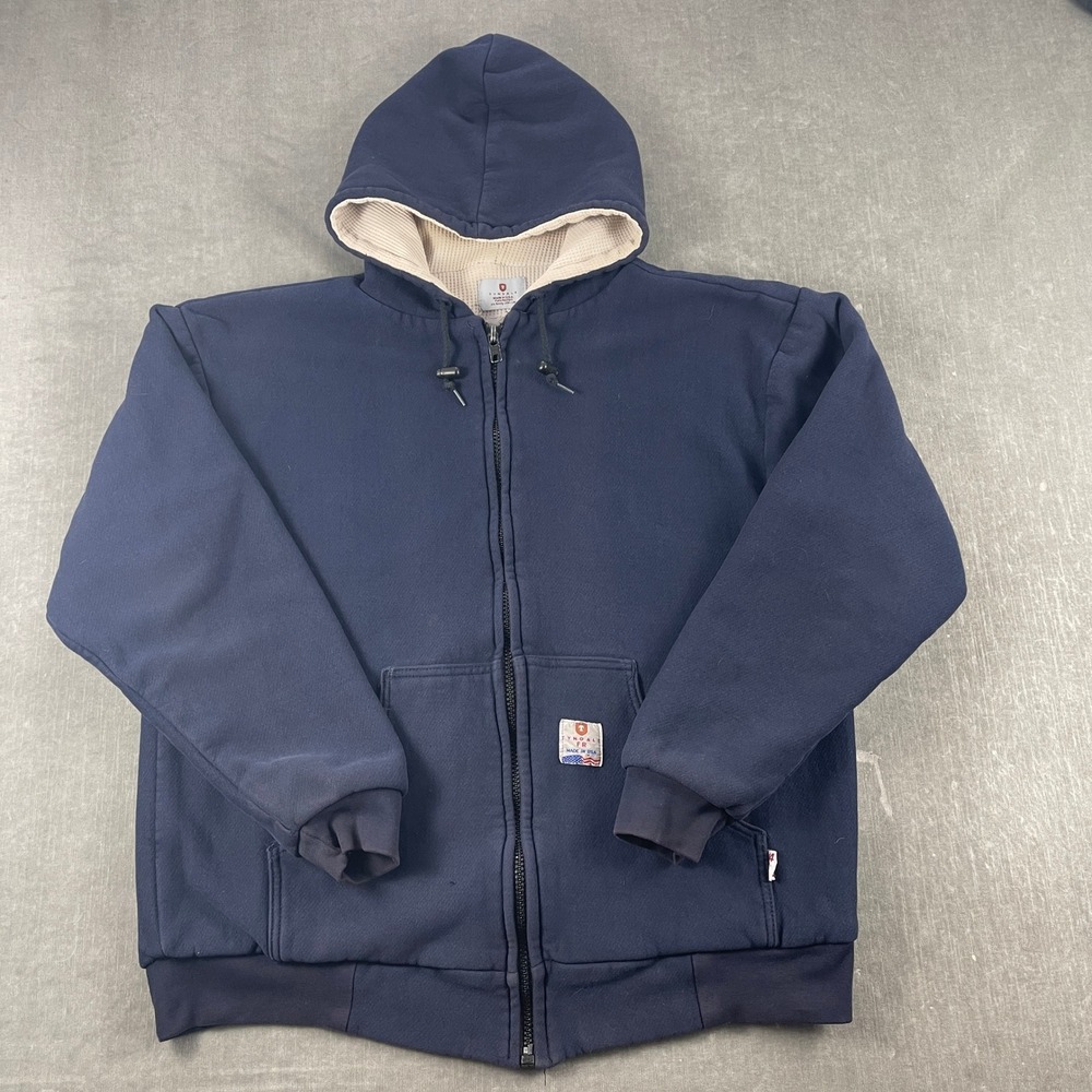 Tyndale Men XL Navy Blue Zip Hoodie Flame Resistant FRMC Arc Rating 44.5 USA